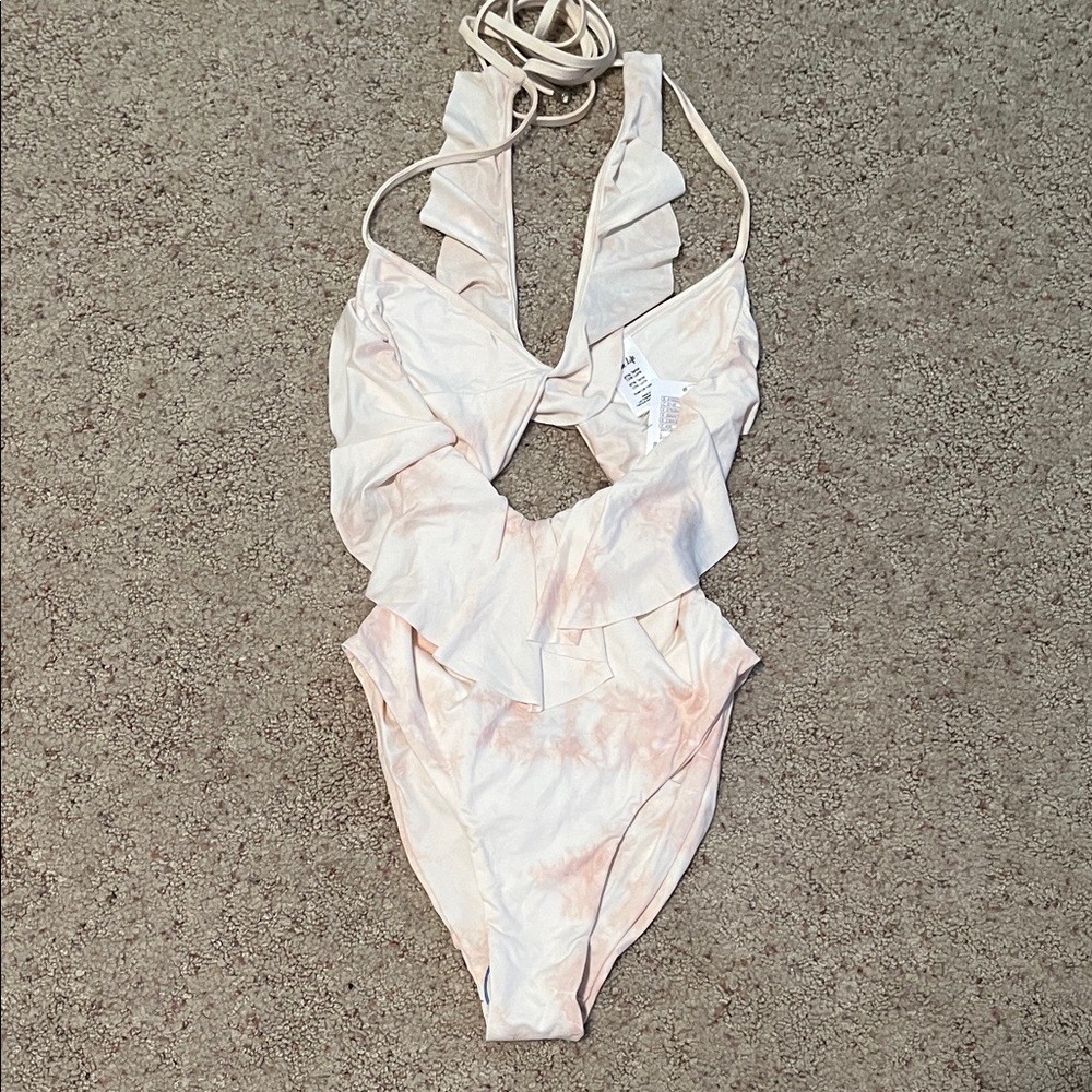 Blue Life women’s One Piece Swimsuit - Cream and Pink - Picture 1 of 5